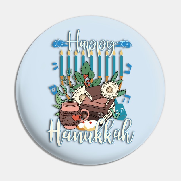 Happy Hanukkah Menorah Jewish Christmas Xmas Pin by alcoshirts