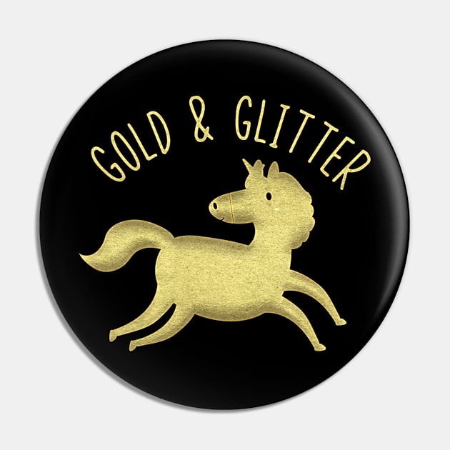 Gold and Glitter Unicorns Pin by Imutobi