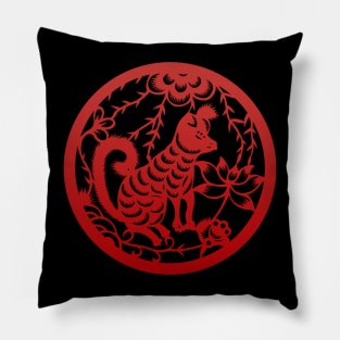 Chinese Zodiac Dog in Red Pillow