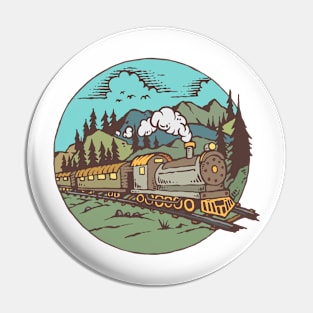 Train Western Landscape Kids Tshirt Pin