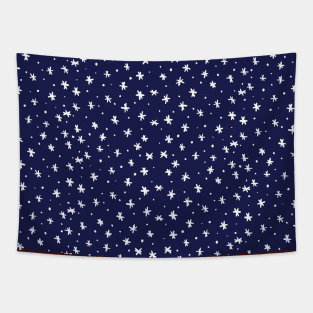 Snowflakes and dots - blue and white Tapestry