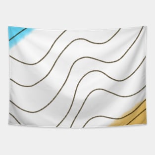 Blue green watercolor lines art design Tapestry