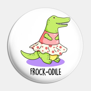 Frockodile Cute Girl Crocodile Pun Pin