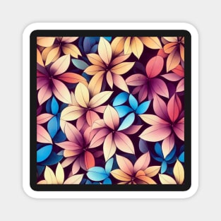 Orange, Red, and Blue Floral Flowers - Seamless Tile Pattern Magnet