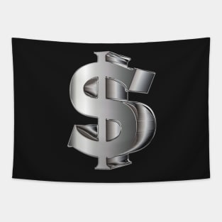 Dollarsign in 3D silver Tapestry