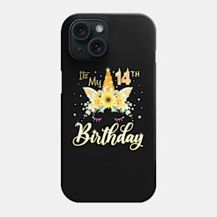 Unicorn Its My 14Th Birthday 14 Years Old Birthday Phone Case