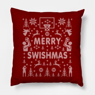 Merry Swishmas Basketball Ugly Sweater Party Christmas Basketball Player Fan Pillow