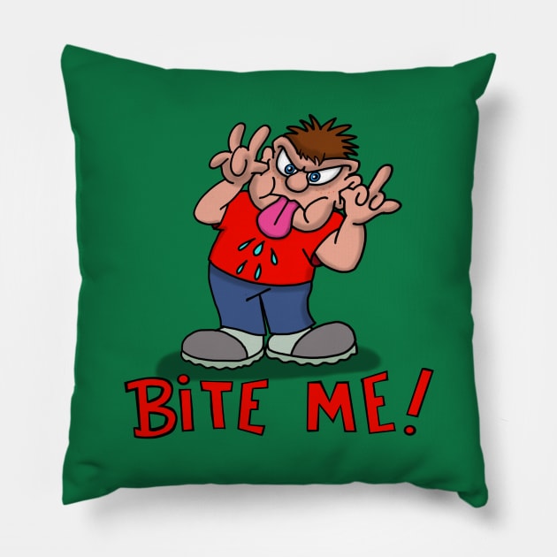 bite me Pillow by wolfmanjaq