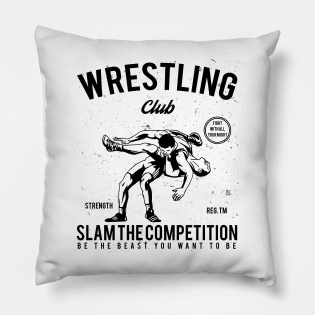 Wrestling Club Pillow by JakeRhodes