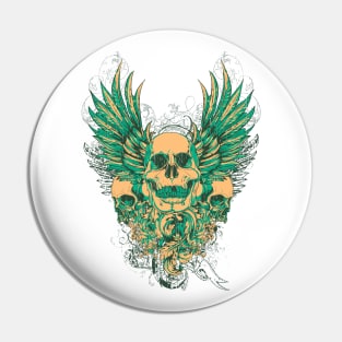 Zombie Skulls with Wings Pin