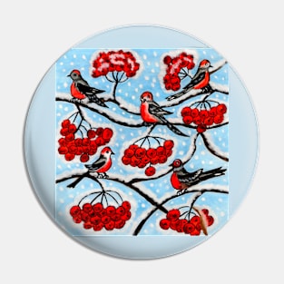 Bullfinches with ash berries Pin