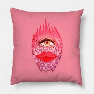 Psychedelic colorful face Pillow