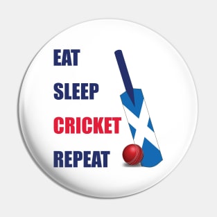Eat Sleep Cricket Repeat Scotland Flag Cricket Bat Pin