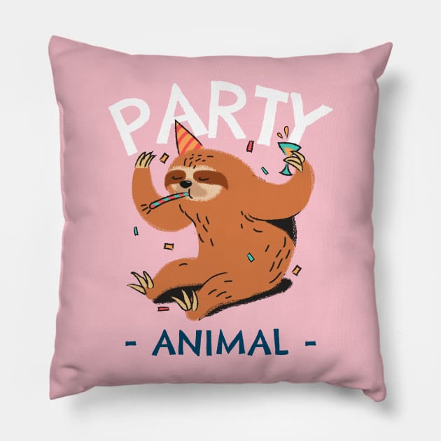 Party Animal Sloth Pillow by Tip Top Tee's