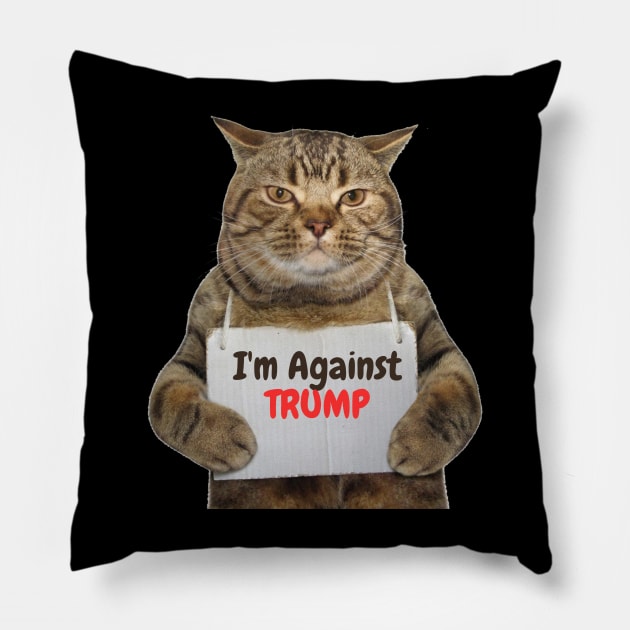 Cat against TRUMP Pillow by Dress Wild