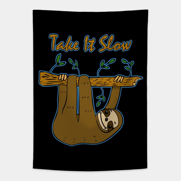 Take It Slow Sloth Tapestry by headrubble