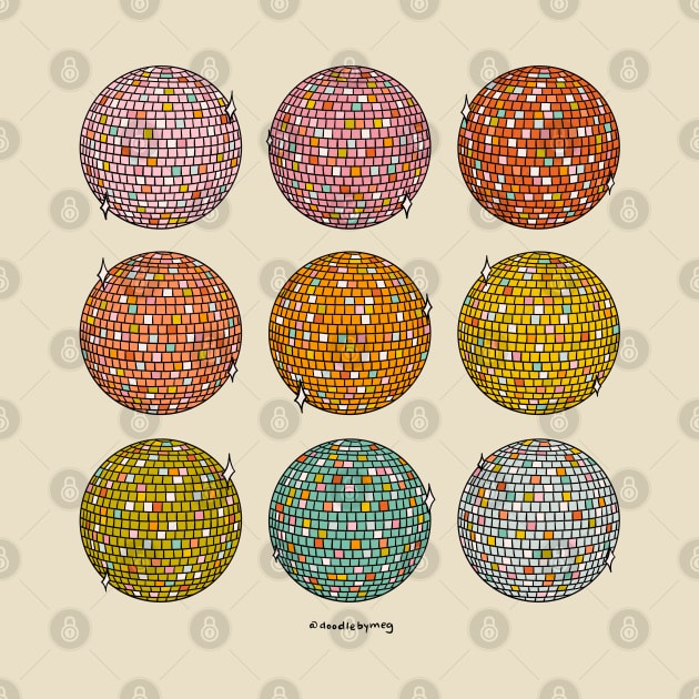 Rainbow Disco Balls by Doodle by Meg