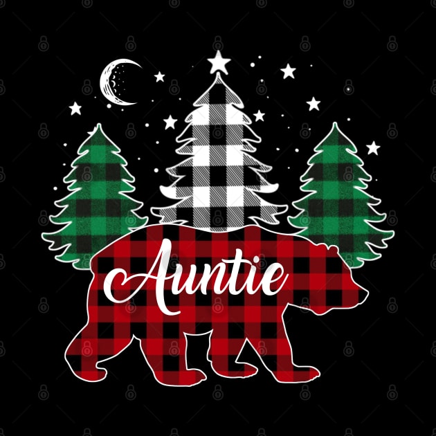 Auntie Bear Buffalo Red Plaid Matching Family Christmas by Marang