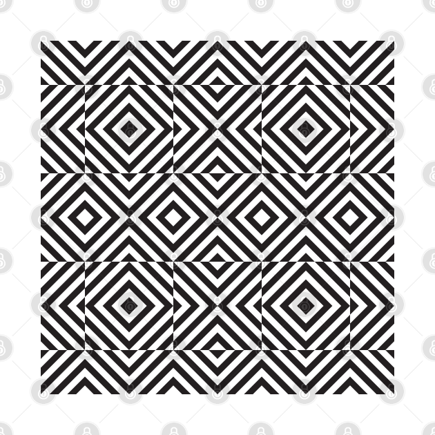 Black and white op art diamond pattern by kallyfactory