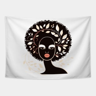 Afrocentric Woman With Afro Hair Silhouette Tapestry