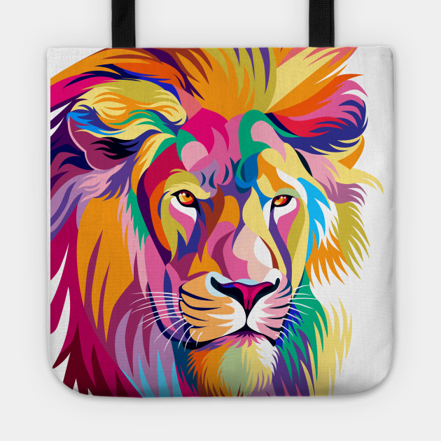 Lions Popart Style Colorful Lion Art Painting Tote Teepublic