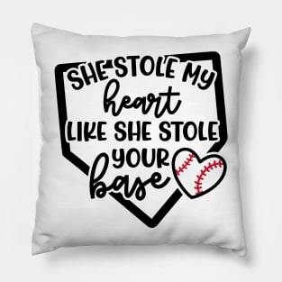 She Stole My Heart Like She Stole Your Base Softball Mom Cute Funny Pillow