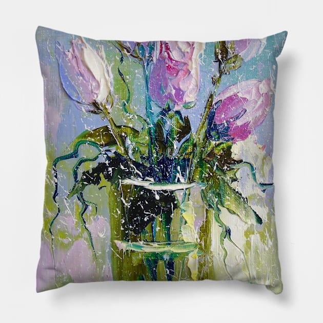 Delicate tulips Pillow by OLHADARCHUKART