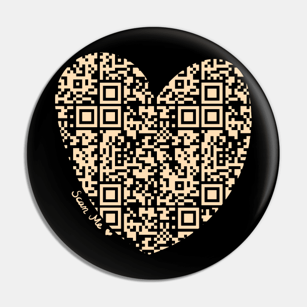 Pastel Orange Rick Astley Rickroll QR Code Heart Art Pin by VictoriaLehnard