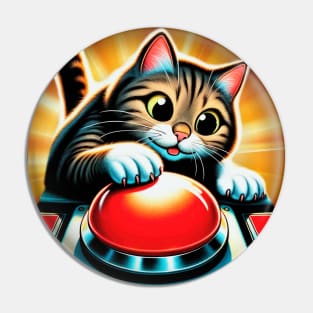 Cat Pressing Doomsday Button Pin