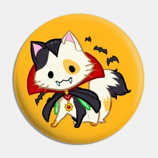 Halloween Chibi Winged Kitty - Calico Vampire Dracula Cat Pin