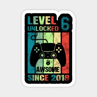 6Th Birthday Gaming Level 6 Unlocked Awesome Since 2018 Magnet