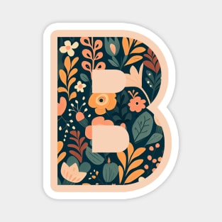 Whimsical Floral Letter B Magnet