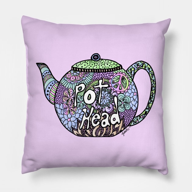 Pot Head Tea Pot Pillow by julieerindesigns