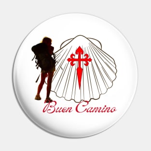 Buen Camino Woman Pilgrim Silhouette Pin