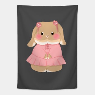 Sweet Girly Bailey the Rabbit | Soft Pink Dress | Bunniesmee Valentine Day Tapestry