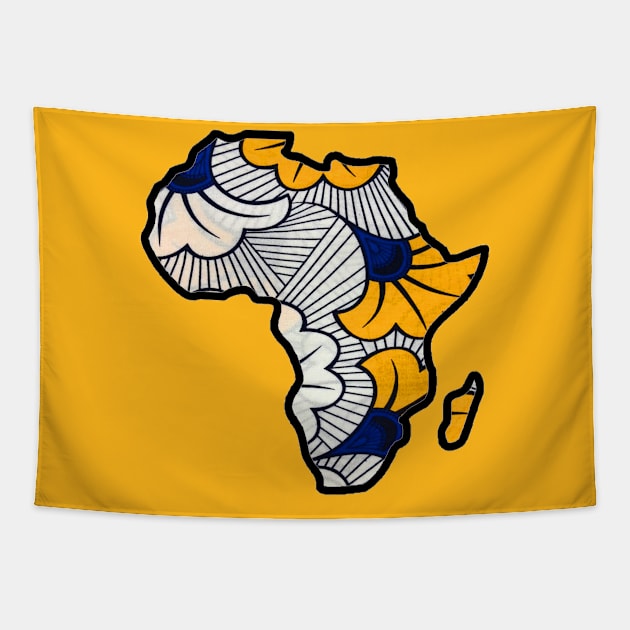 blue yellow floral Africa map Tapestry by artbyomega