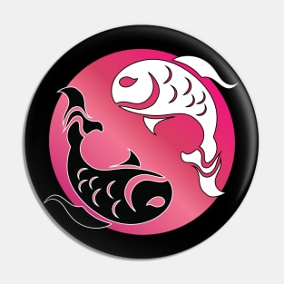 Yin and Yang Tribal style fish, pink Pin