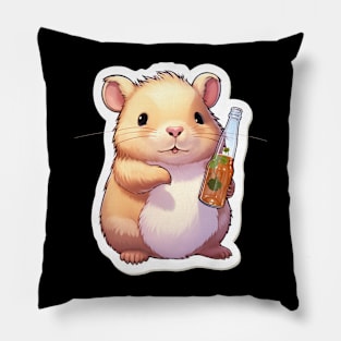 Cute Capybara hold a beer Pillow