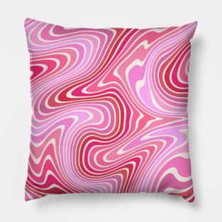 Abstract Retro 70s Pink Swirl Pillow