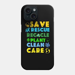 Save Bees Rescue Animals Recycle Plastict Earth Day 2024 Phone Case