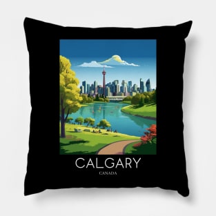 A Pop Art Travel Print of Calgary - Canada Pillow