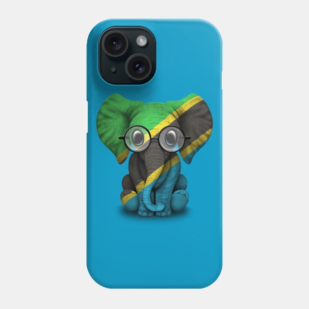 Baby Elephant with Glasses and Tanzanian Flag Phone Case by jeffbartels