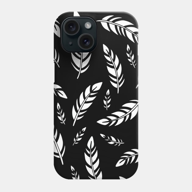 Black and White Feathers Phone Case by HLeslie Design