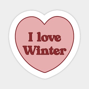 I love winter heart aesthetic dollette coquette pink red Magnet