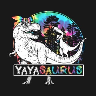 Yaya Saurus Funny Dino Tie Dye Bandana Mother's Day T-Shirt