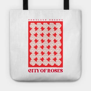 Portland, Oregon - City Of Roses (Red & Cream) Tote