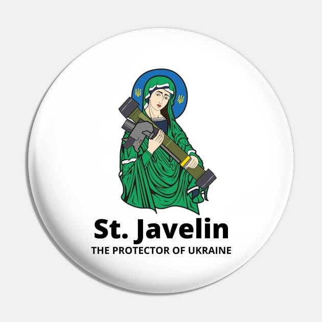 Saint Javelin The Protector of Ukraine Ukrainian Flag Pin by BestCatty 