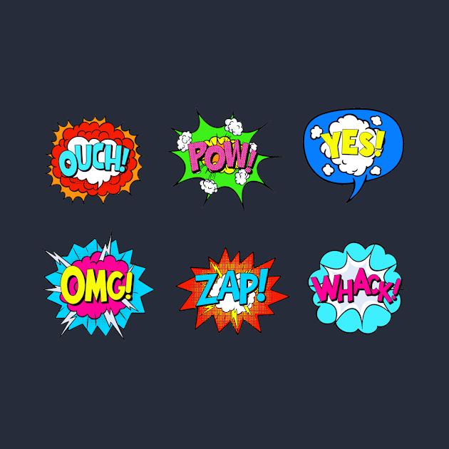 Super Hero Cartoon Explosions set by InshynaArt