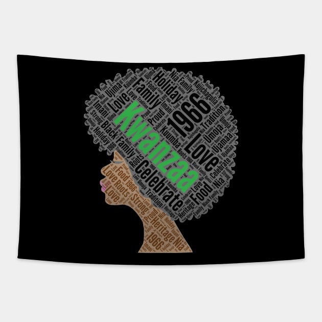 Kwanzaa Natural Hair Afro Tapestry by blackartmattersshop