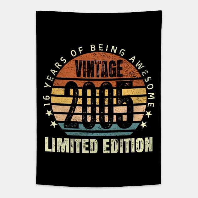 16 Years of Being Awesome Vintage 2005 Limited Edition Tapestry by teeshirtmarket